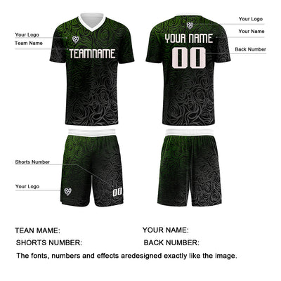 Custom Green Silver Jerseys for Men Women Personalized Soccer Uniforms for Adult and Kid enthsush