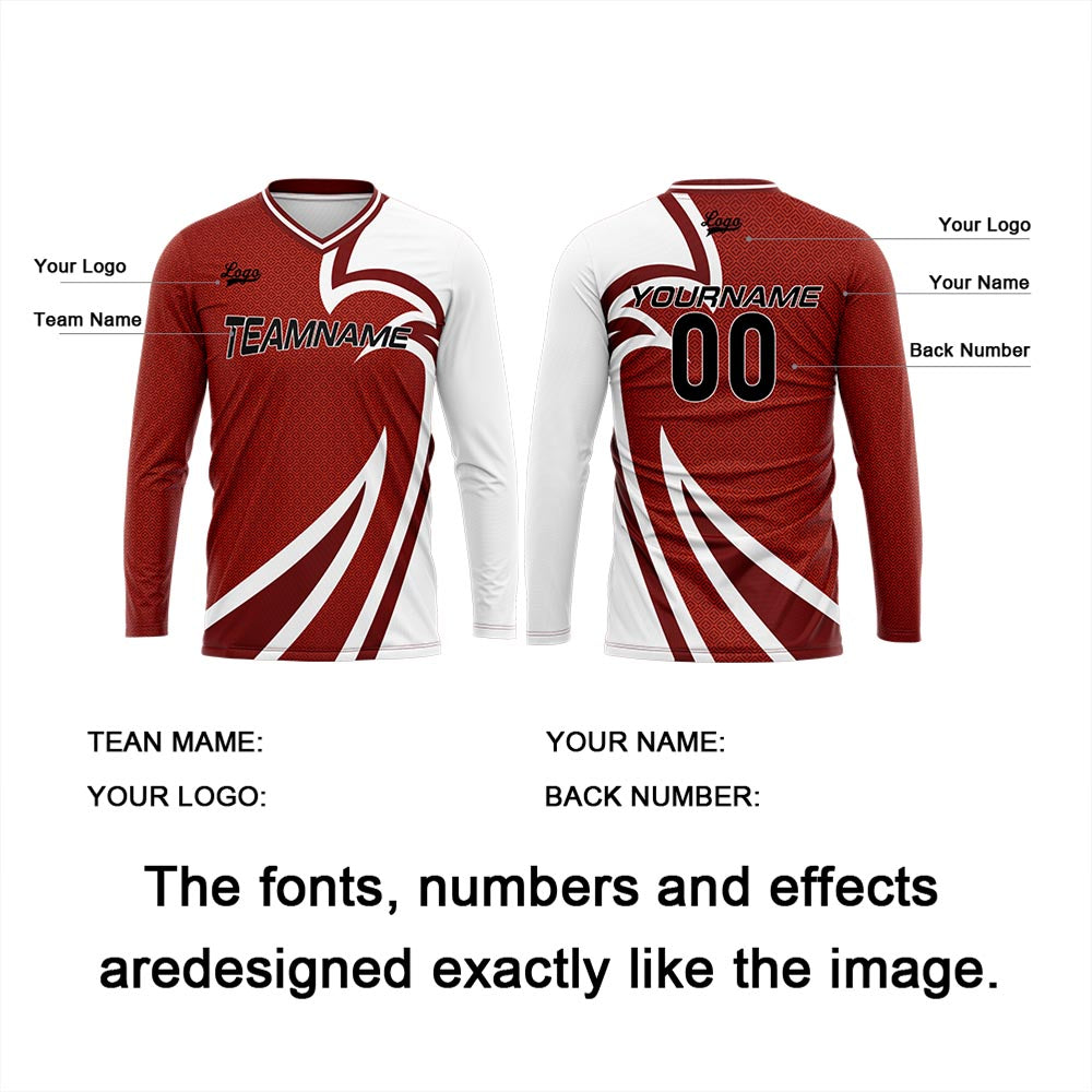 Custom Red Basketball Soccer Football Shooting Long T-Shirt for Adults and Kids enthsush