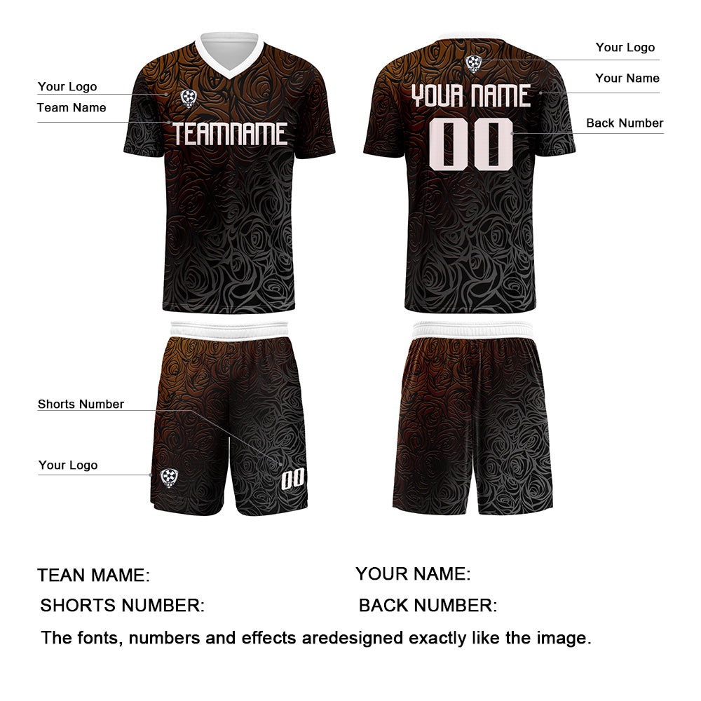 Custom Brown Silver Jerseys for Men Women Personalized Soccer Uniforms for Adult and Kid enthsush