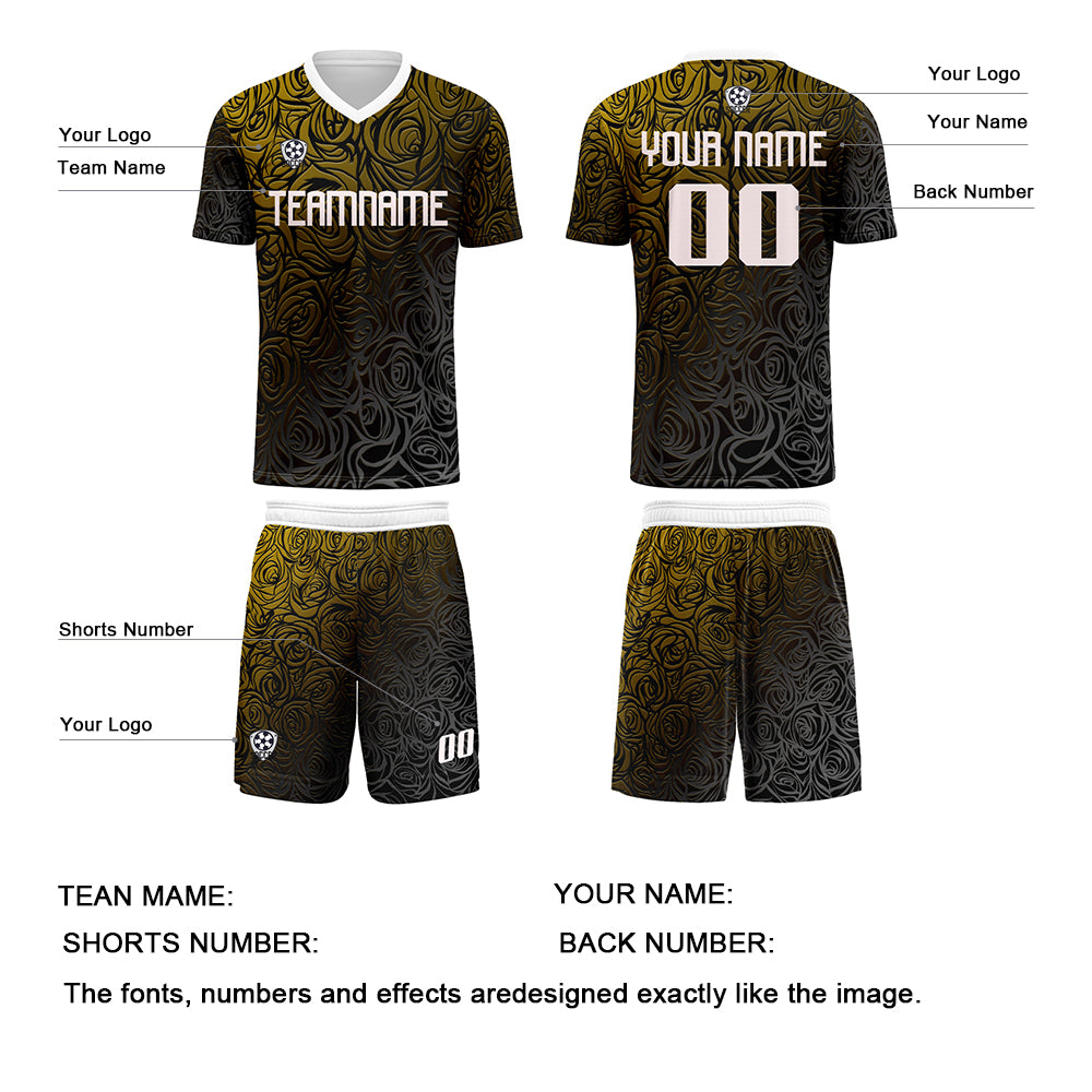 Custom Yellow Silver Jerseys for Men Women Personalized Soccer Uniforms for Adult and Kid enthsush