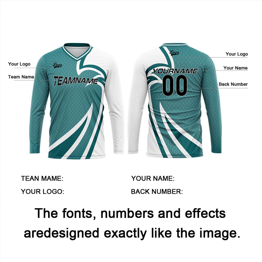 Custom Teal Basketball Soccer Football Shooting Long T-Shirt for Adults and Kids enthsush