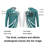 Custom Teal Basketball Soccer Football Shooting Long T-Shirt for Adults and Kids