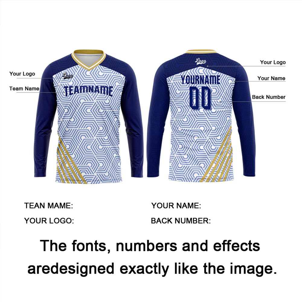 Custom Dark Blue Gold Basketball Soccer Football Shooting Long T-Shirt for Adults and Kids enthsush