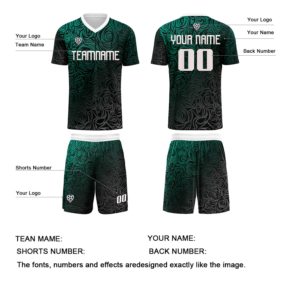 Custom Cyan Silver Jerseys for Men Women Personalized Soccer Uniforms for Adult and Kid enthsush
