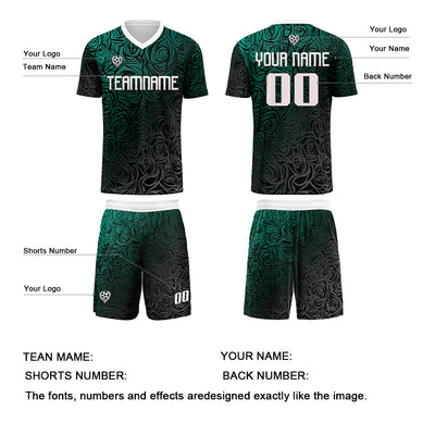 Custom Cyan Silver Jerseys for Men Women Personalized Soccer Uniforms for Adult and Kid enthsush