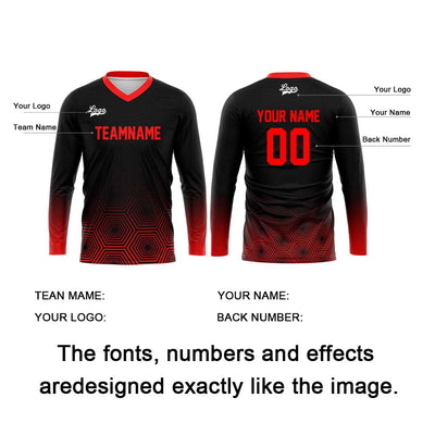 Custom Black Red Basketball Soccer Football Shooting Long T-Shirt for Adults and Kids enthsush