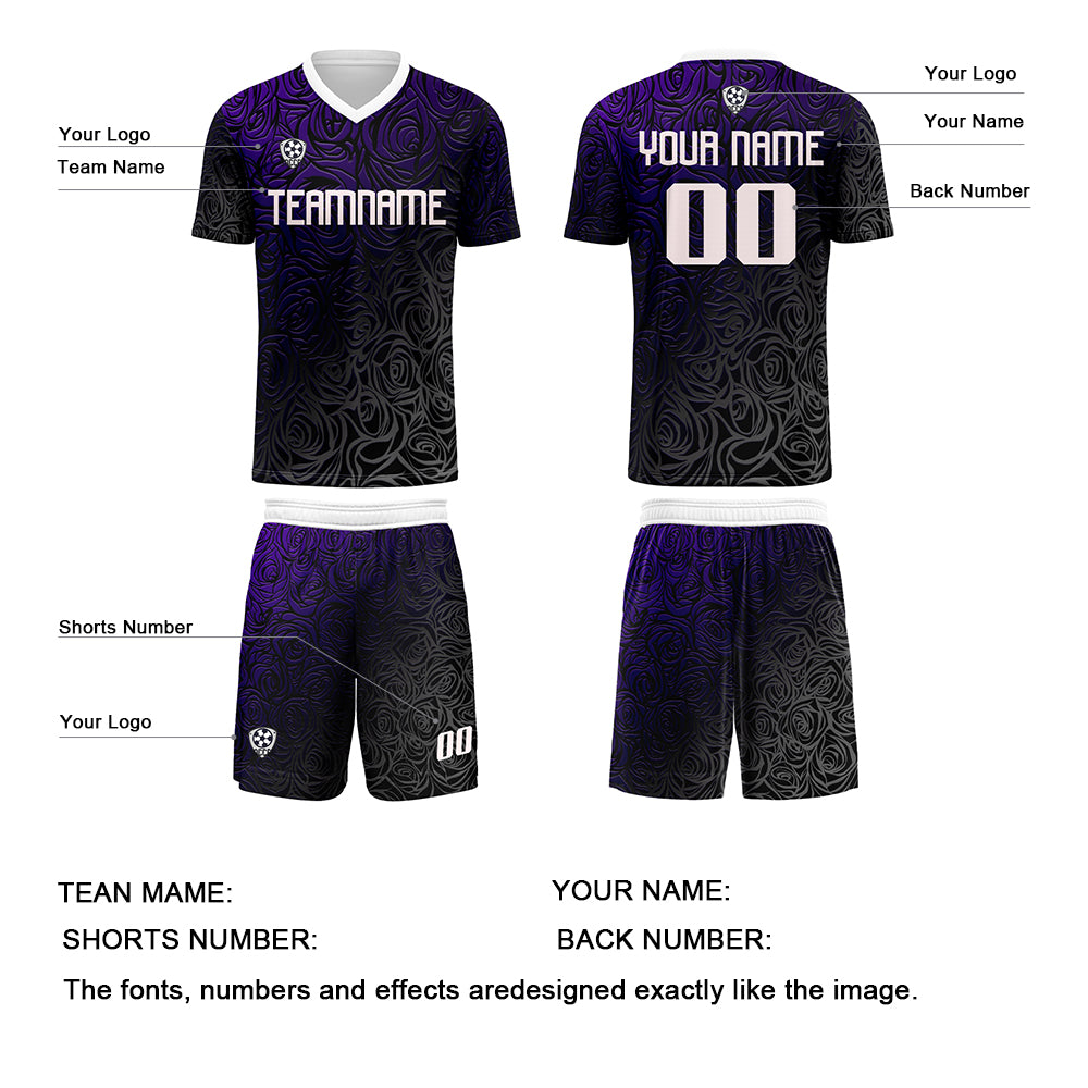 Custom Purple Silver Jerseys for Men Women Personalized Soccer Uniforms for Adult and Kid enthsush