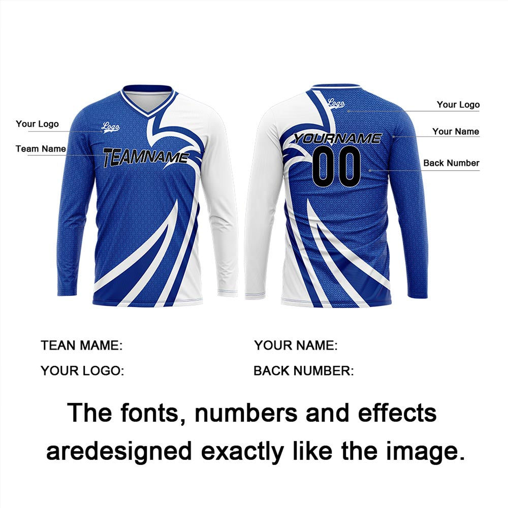 Custom Blue Basketball Soccer Football Shooting Long T-Shirt for Adults and Kids enthsush