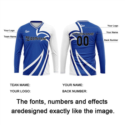 Custom Blue Basketball Soccer Football Shooting Long T-Shirt for Adults and Kids enthsush