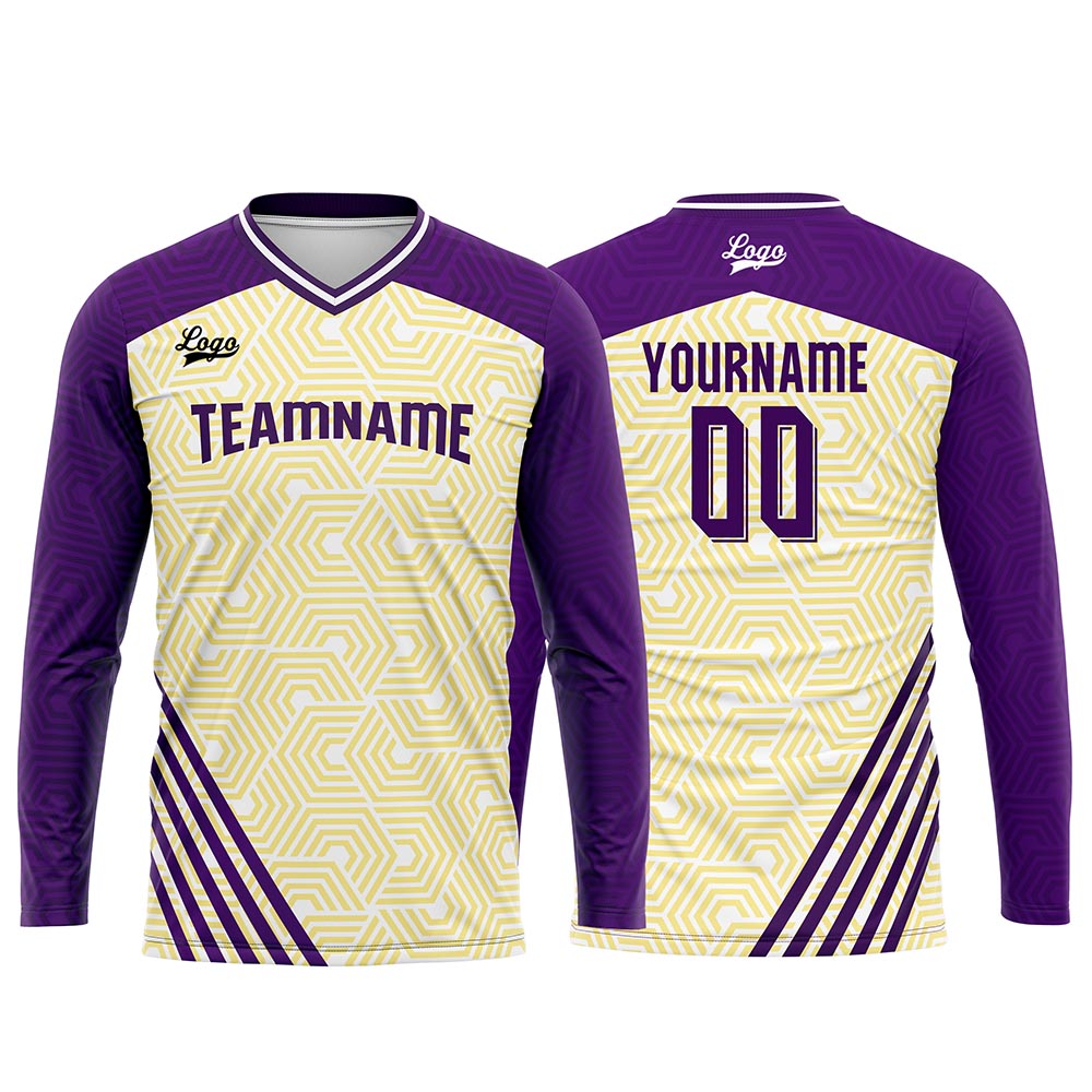 Custom Purple Yellow Basketball Soccer Football Shooting Long T-Shirt for Adults and Kids enthsush