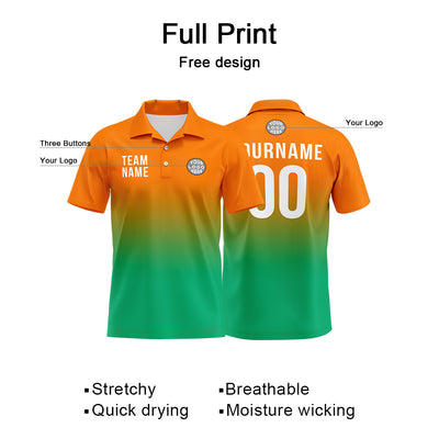 Custom Orange Green Football Polo Shirts Add Your Unique Logo/Name/Number enthsush