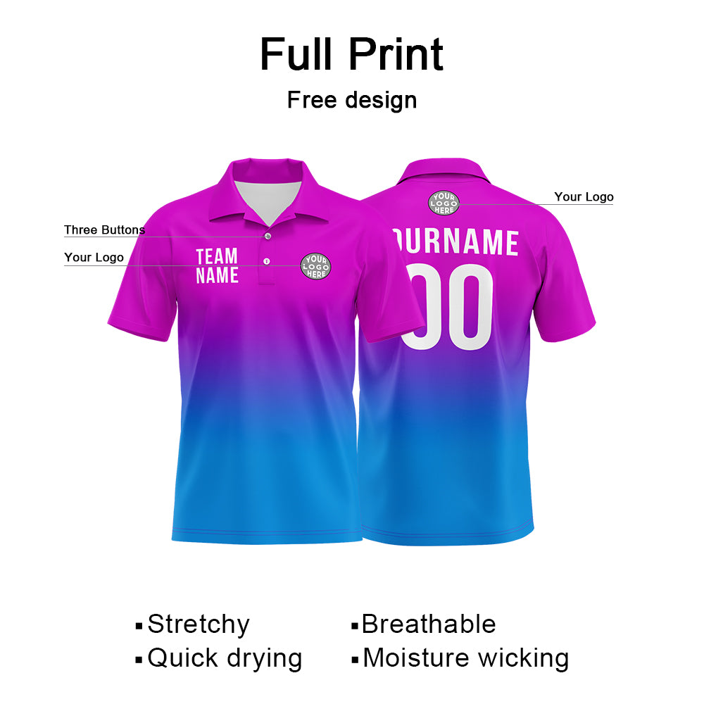 Custom Pink Purple Blue Football Polo Shirts Add Your Unique Logo/Name/Number enthsush