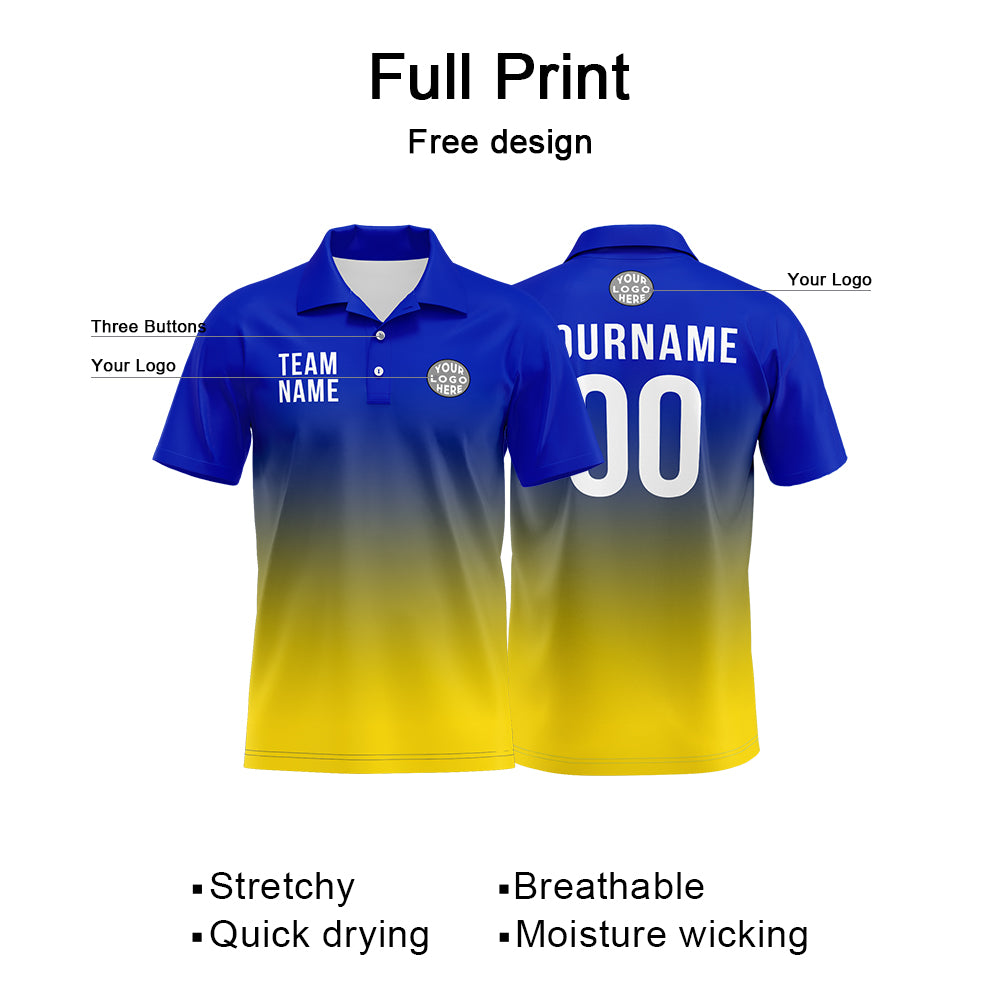 Custom Royal Yellow Football Polo Shirts Add Your Unique Logo/Name/Number enthsush
