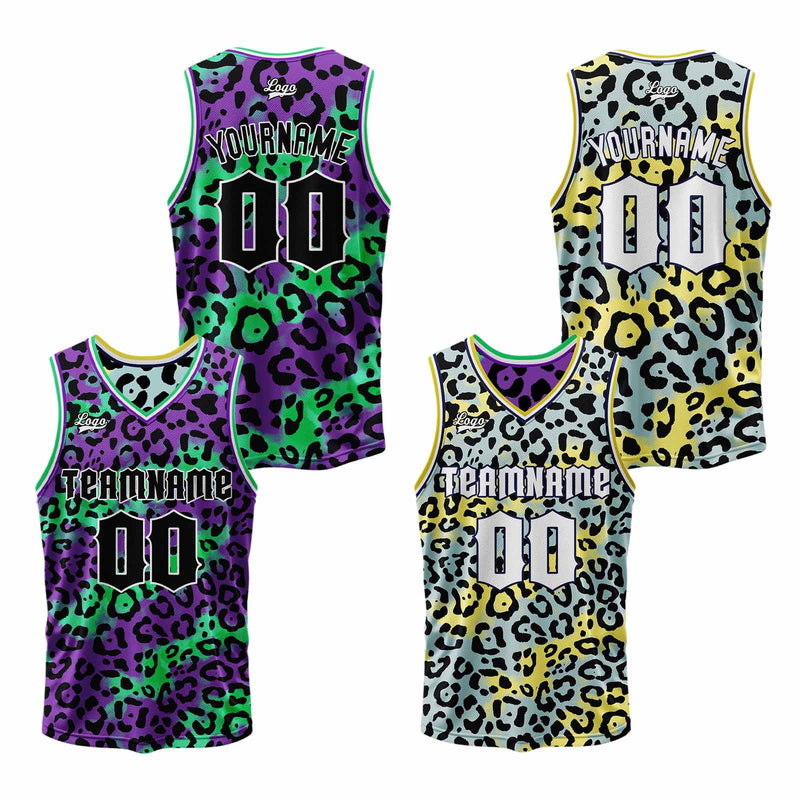 Custom Purple Iceberg Blue Reversible Basketball Suit for Adults and Kids Personalized Jersey