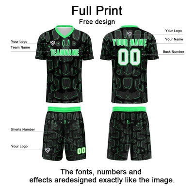 Custom Black Green Jerseys for Men Women Personalized Soccer Uniforms for Adult and Kid enthsush