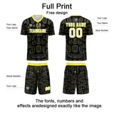 Custom Black Yellow Jerseys for Men Women Personalized Soccer Uniforms for Adult and Kid