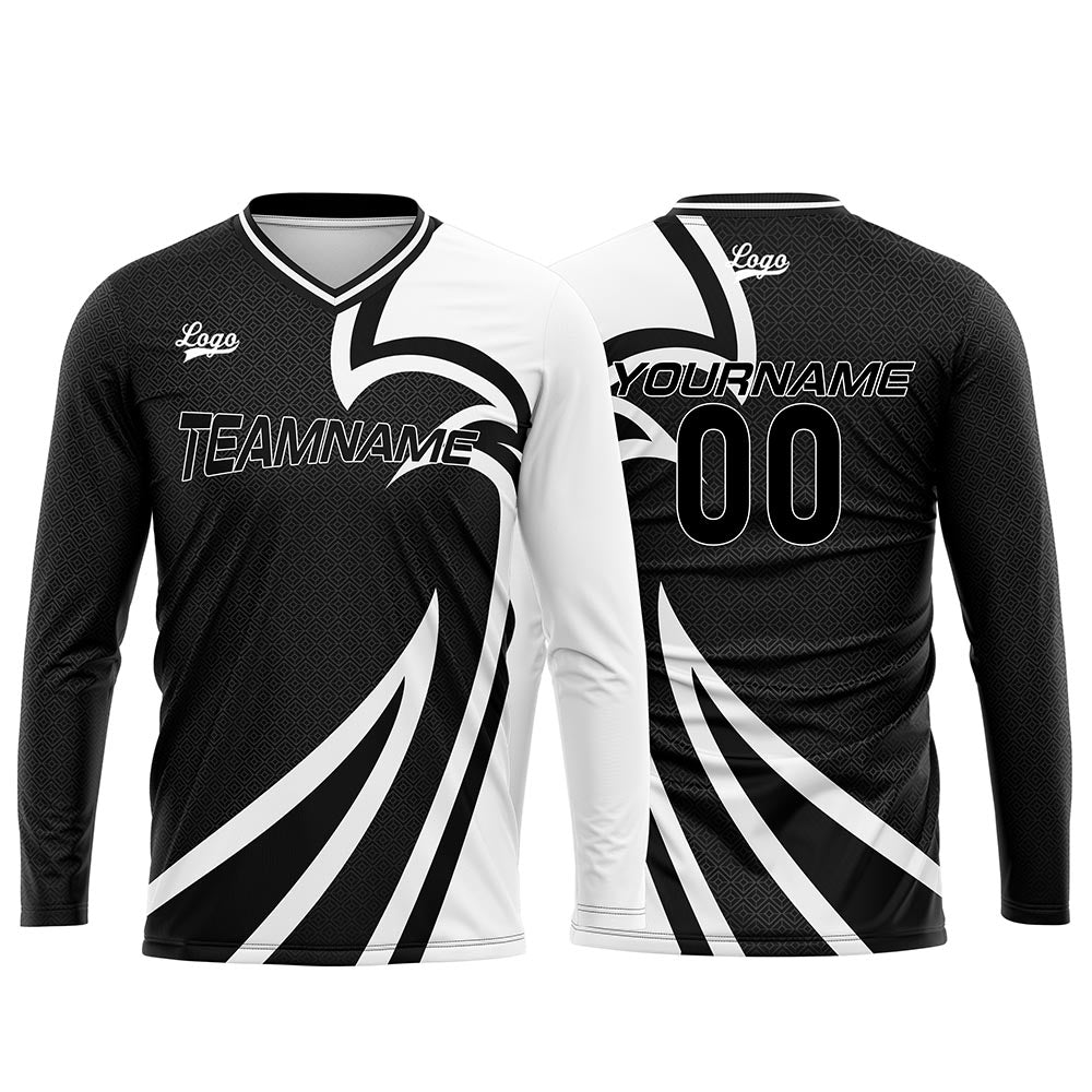 Custom Black Basketball Soccer Football Shooting Long T-Shirt for Adults and Kids enthsush