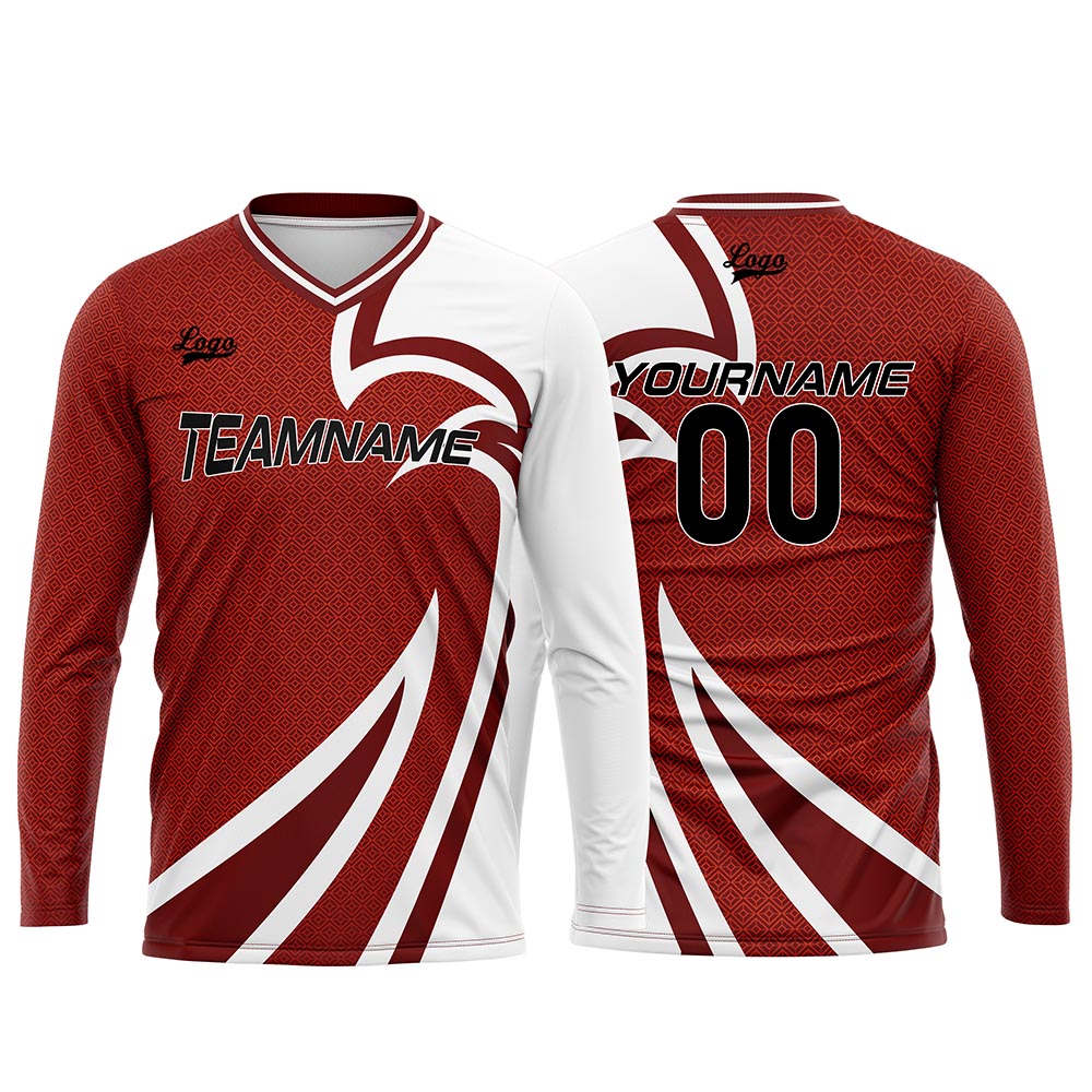 Custom Red Basketball Soccer Football Shooting Long T-Shirt for Adults and Kids enthsush