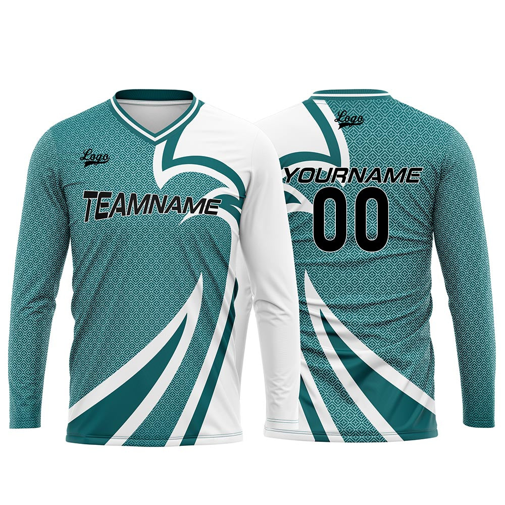 Custom Teal Basketball Soccer Football Shooting Long T-Shirt for Adults and Kids enthsush