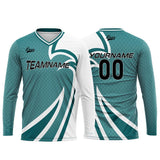 Custom Teal Basketball Soccer Football Shooting Long T-Shirt for Adults and Kids