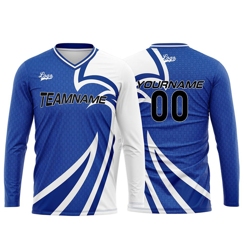 Custom Blue Basketball Soccer Football Shooting Long T-Shirt for Adults and Kids