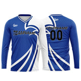 Custom Blue Basketball Soccer Football Shooting Long T-Shirt for Adults and Kids
