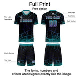 Custom Black Cyan Jerseys for Men Women Personalized Soccer Uniforms for Adult and Kid