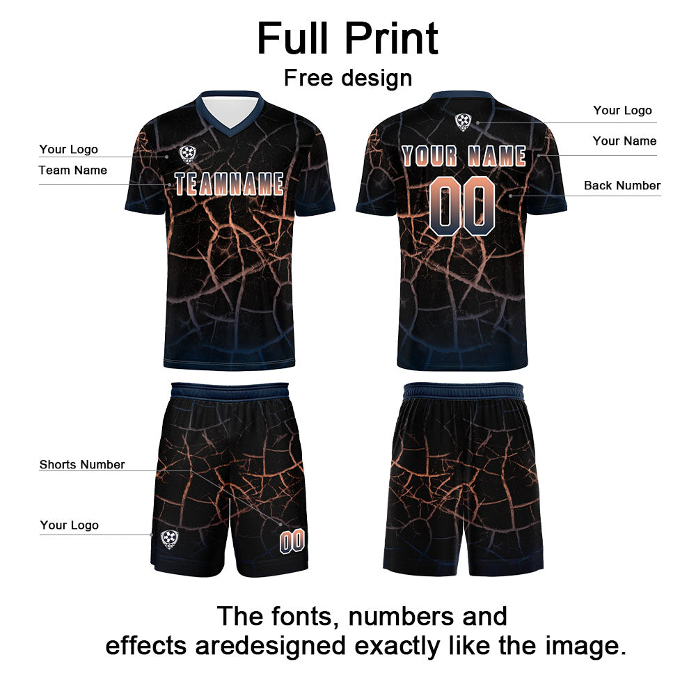 Custom Black Blue Jerseys for Men Women Personalized Soccer Uniforms for Adult and Kid enthsush