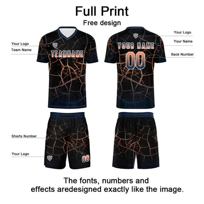 Custom Black Blue Jerseys for Men Women Personalized Soccer Uniforms for Adult and Kid enthsush