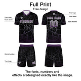 Custom Black Deep Purple Jerseys for Men Women Personalized Soccer Uniforms for Adult and Kid