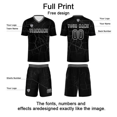 Custom Black Grey Jerseys for Men Women Personalized Soccer Uniforms for Adult and Kid enthsush