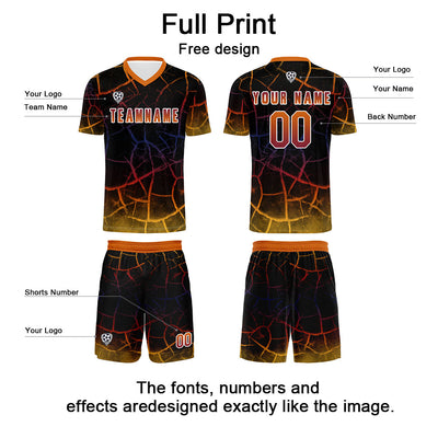 Custom Black Orange Jerseys for Men Women Personalized Soccer Uniforms for Adult and Kid enthsush
