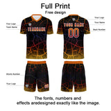 Custom Black Orange Jerseys for Men Women Personalized Soccer Uniforms for Adult and Kid