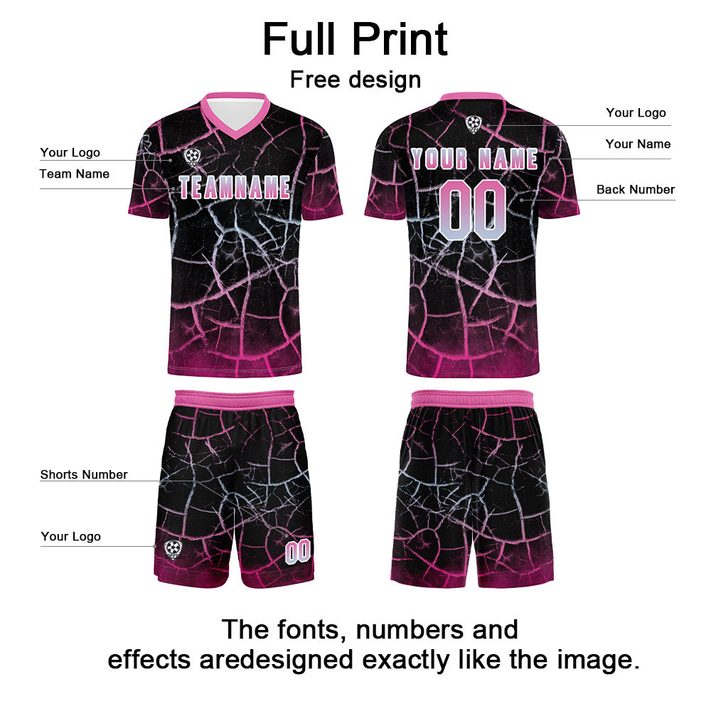 Custom Black Pink Jerseys for Men Women Personalized Soccer Uniforms for Adult and Kid enthsush