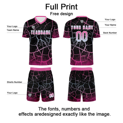 Custom Black Pink Jerseys for Men Women Personalized Soccer Uniforms for Adult and Kid enthsush