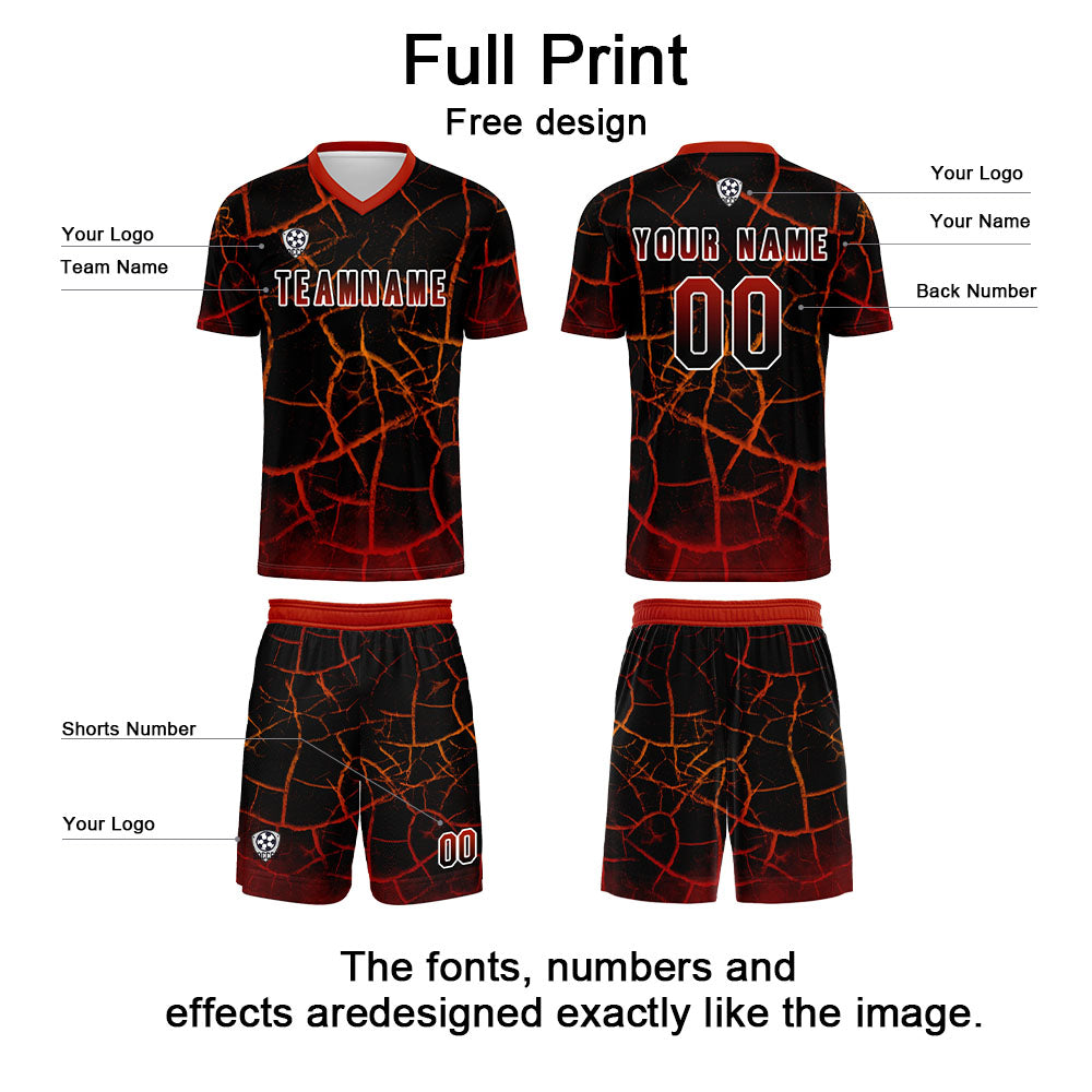 Custom Black Red Jerseys for Men Women Personalized Soccer Uniforms for Adult and Kid enthsush