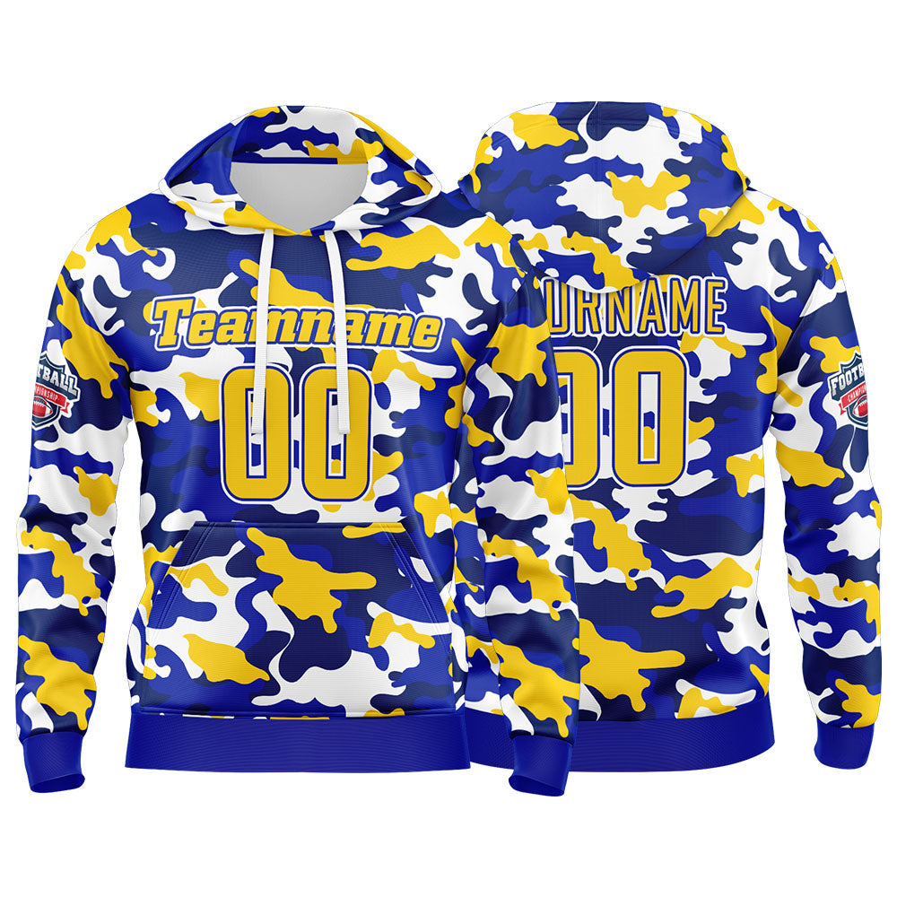 Custom Sweatshirt Hoodie For Men Women Girl Boy Print Your Logo Name Number Yellow&Royal enthsush