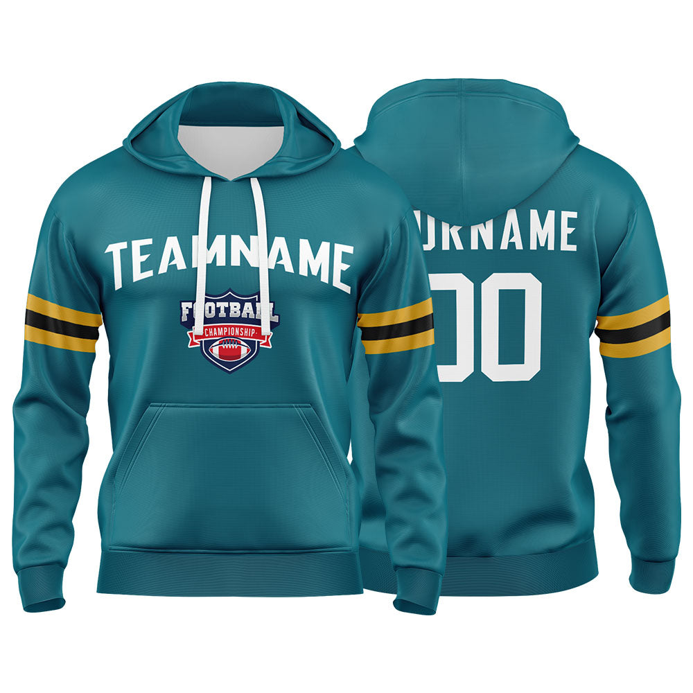 Custom Sweatshirt Hoodie For Men Women Girl Boy Print Your Logo Name Number Teal&White&Gold&Black enthsush