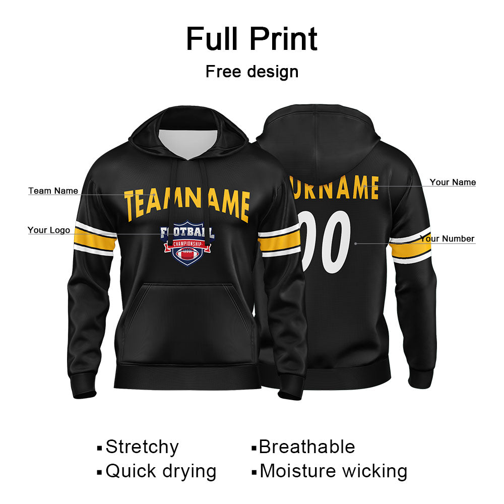 Custom Sweatshirt Hoodie For Men Women Girl Boy Print Your Logo Name Number Black&Yellow&White enthsush