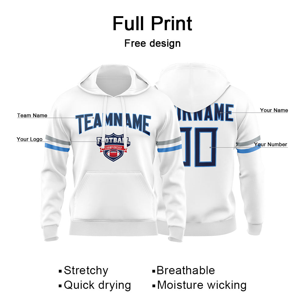 Custom Sweatshirt Hoodie For Men Women Girl Boy Print Your Logo Name Number White&Navy&Light Blue enthsush