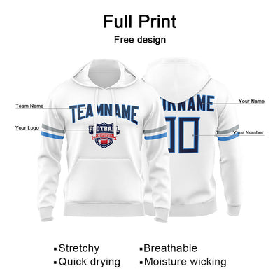 Custom Sweatshirt Hoodie For Men Women Girl Boy Print Your Logo Name Number White&Navy&Light Blue enthsush