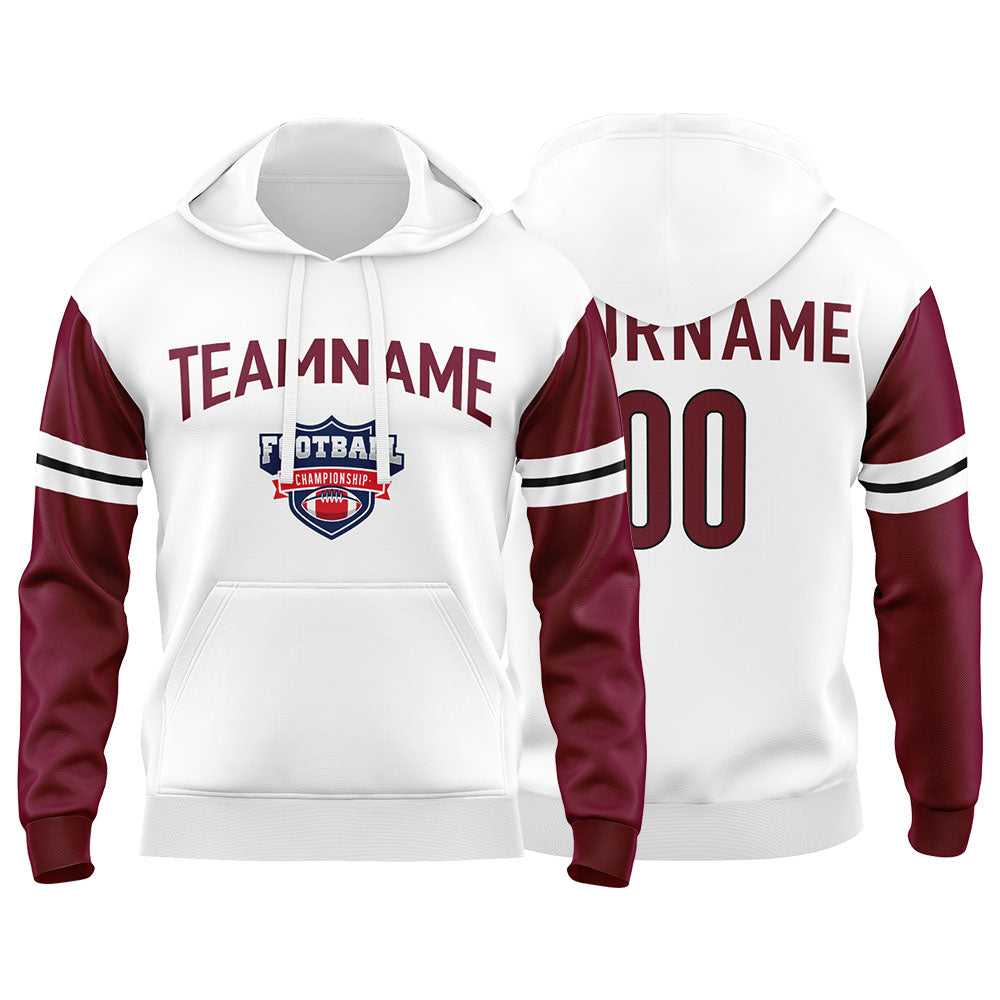 Custom Sweatshirt Hoodie For Men Women Girl Boy Print Your Logo Name Number Burgundy&White&Black enthsush