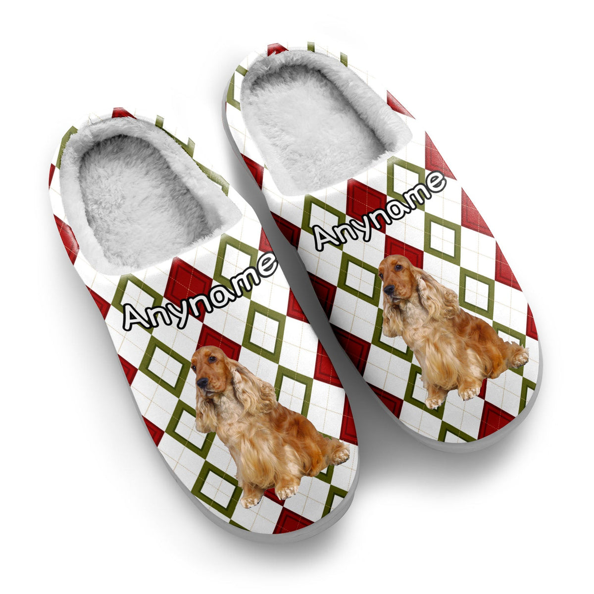 Custom Your Own Personalized Cotton Slippers for Dog Cat Lover Add Any Text Photoes Red&Green&White Christmas enthsush