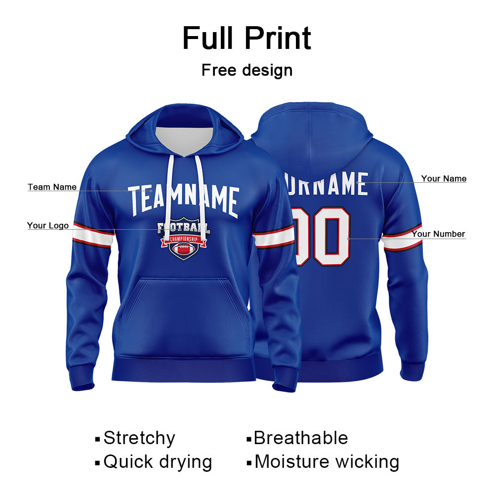 Custom Sweatshirt Hoodie For Men Women Girl Boy Print Your Logo Name Number Royal&White&Red enthsush