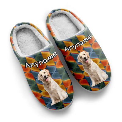Custom Your Own Personalized Cotton Slippers for Dog Cat Lover Add Any Text Photoes Orange&Grayish blue enthsush