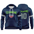 Custom Sweatshirt Hoodie For Men Women Girl Boy Print Your Logo Name Number Navy&Gray&Neon Green enthsush