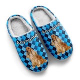 Custom Your Own Personalized Cotton Slippers for Dog Cat Lover Add Any Text Photoes Blue diamond