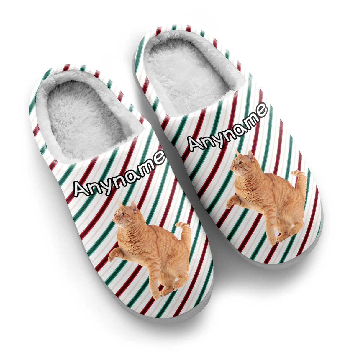 Custom Your Own Personalized Cotton Slippers for Dog Cat Lover Add Any Text Photoes Red&Green&White Christmas enthsush