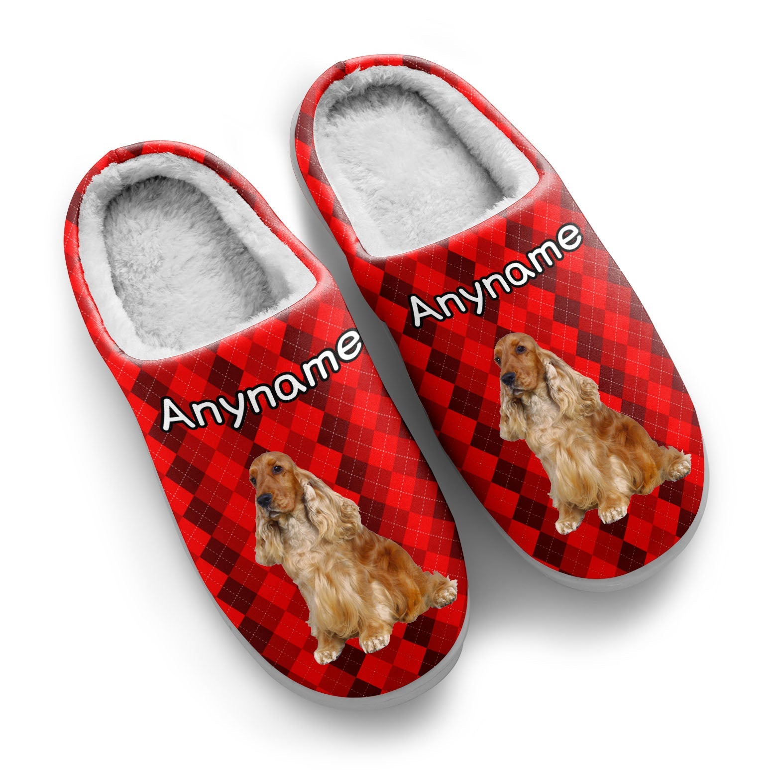 Custom Your Own Personalized Cotton Slippers for Dog Cat Lover Add Any Text Photoes Red Diamond enthsush