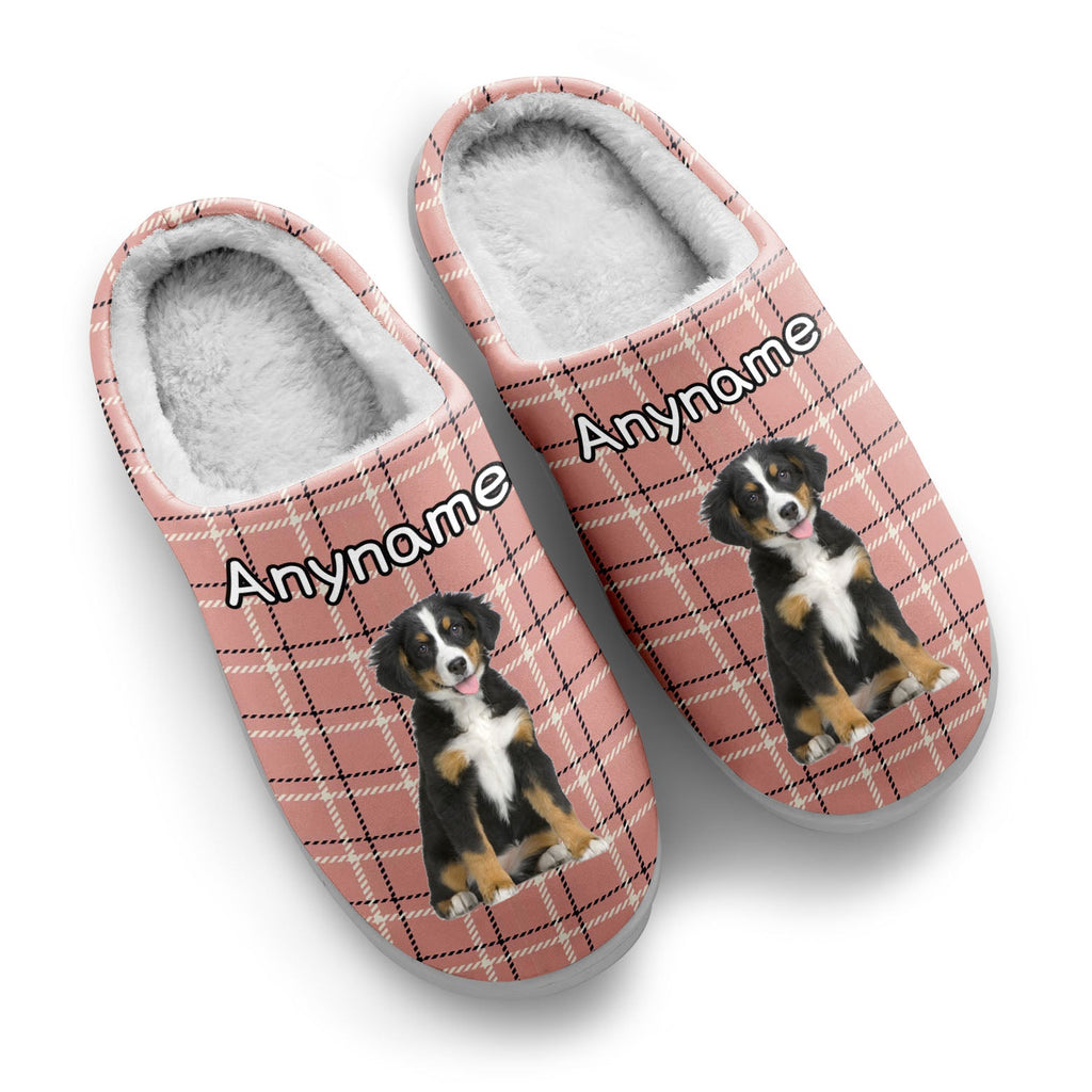 Custom Your Own Personalized Cotton Slippers for Dog Cat Lover Add Any Text Photoes Pink  Lattice enthsush